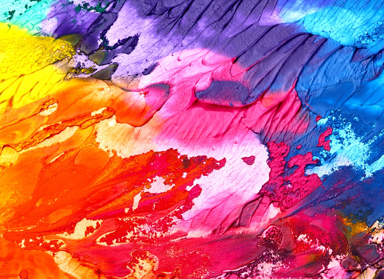 A multi-colored abstract painting.