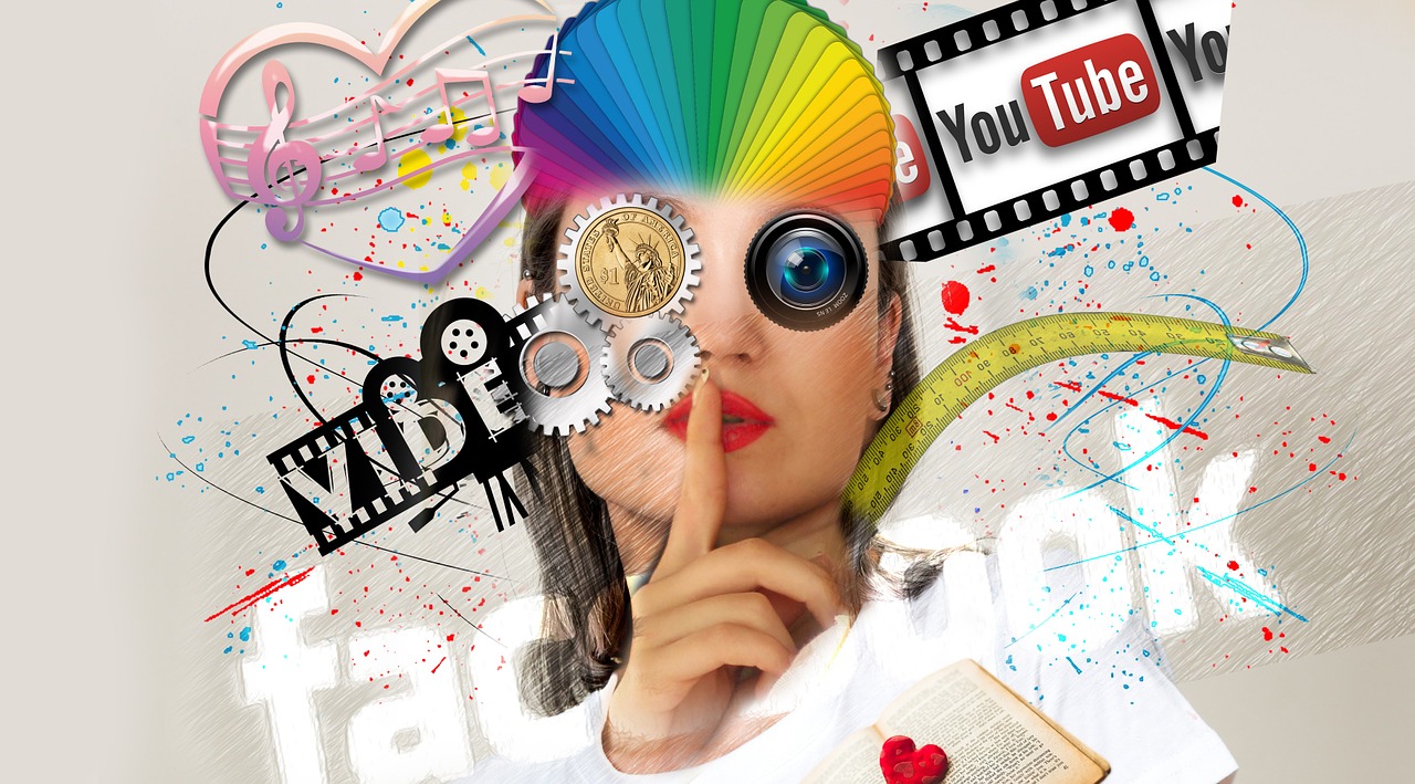 A graphic showing different social media icons.