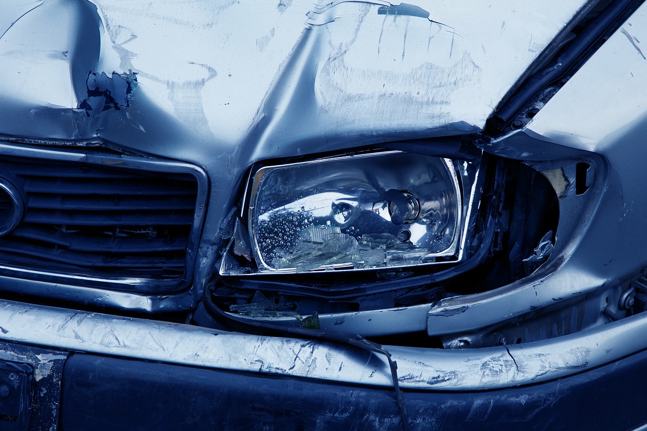 Wrecked car.
