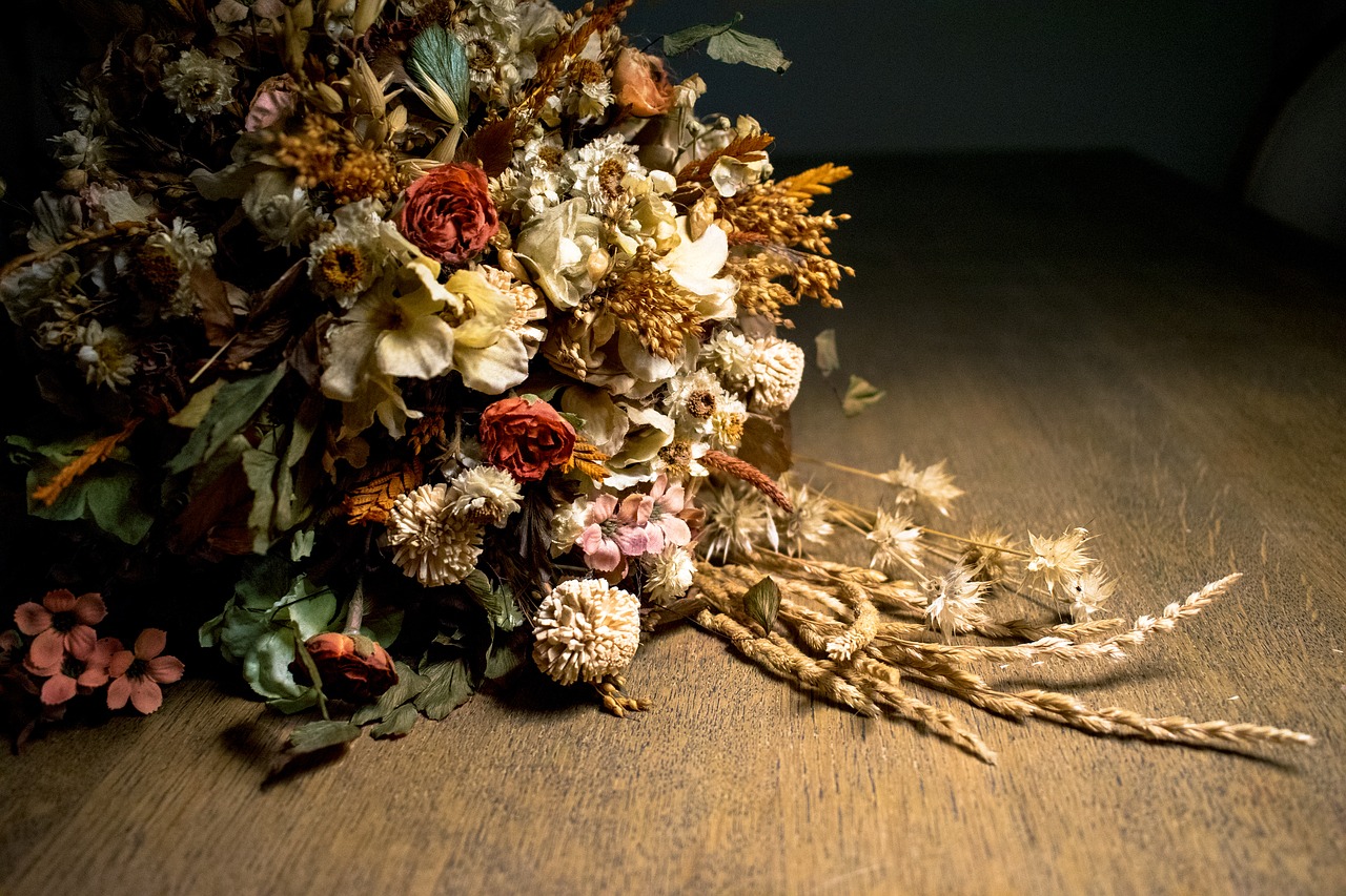 Dried flower bouquet.