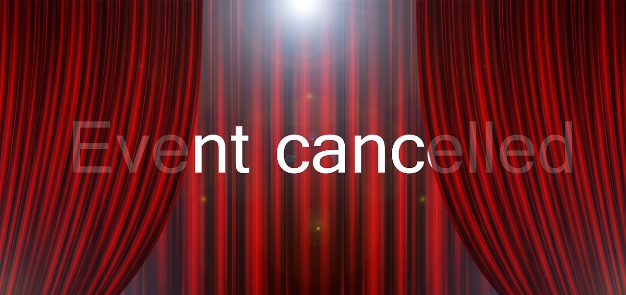 A graphic that reads, "Event Cancelled".