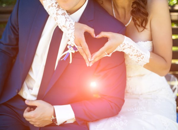 A bride and groom.