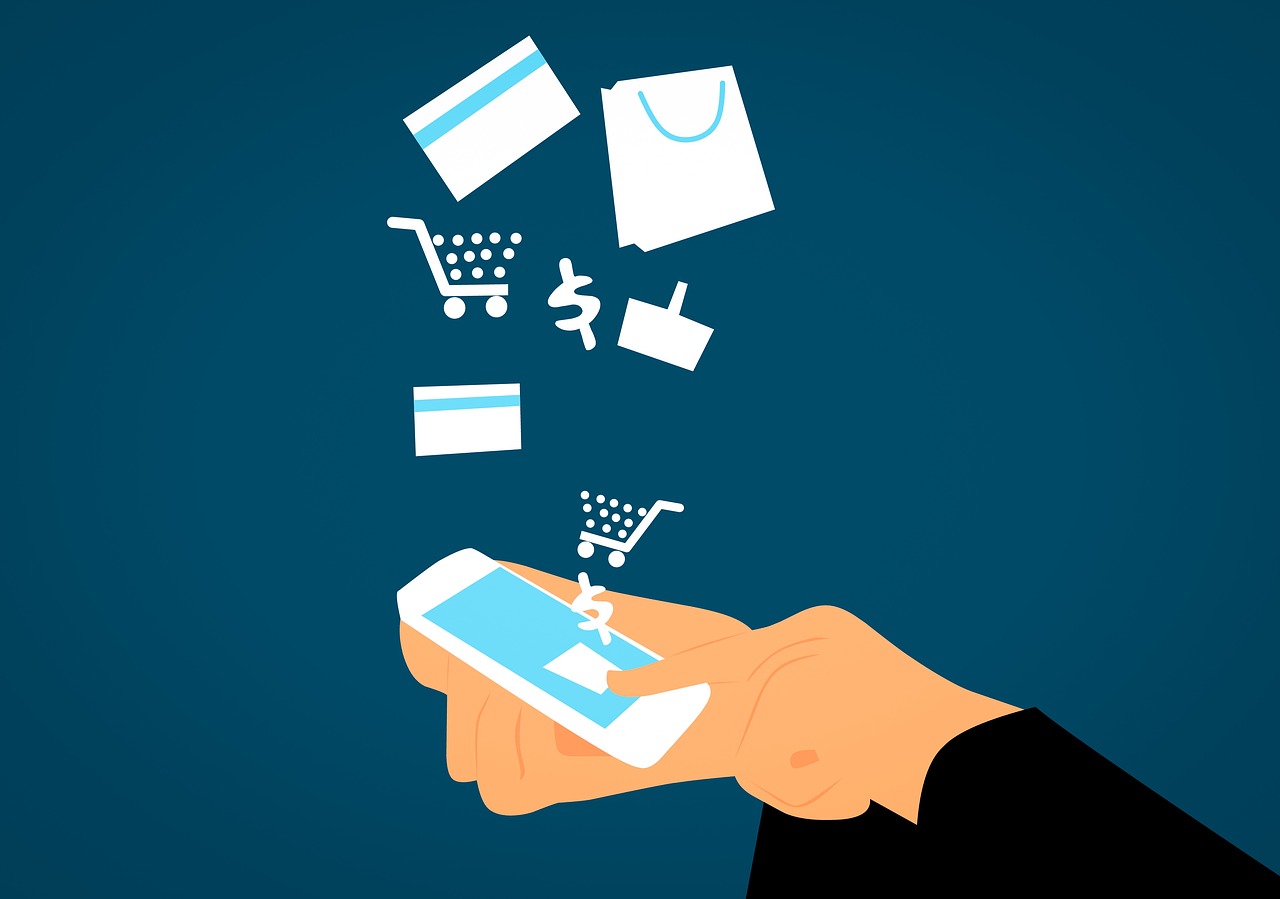 Graphic depicting e-commerce.