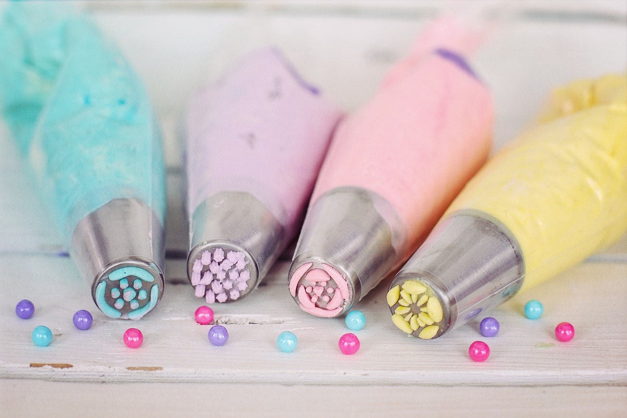 Icing bags for cake decorating.