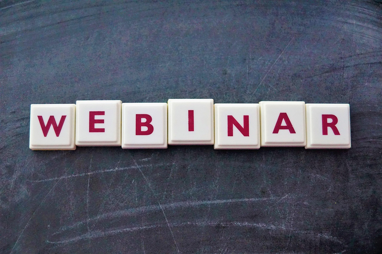 Blocks spelling out the word, "Webinar".